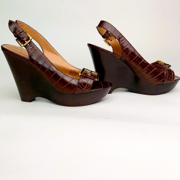 Nine West Shoes - Nine West Brown Crocodile Skin Slingback